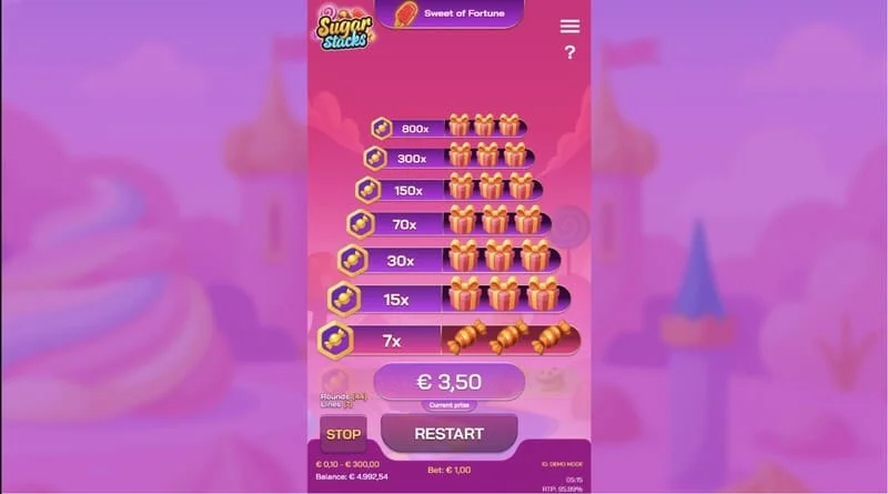 Sugar Stacks - stór sigur eftir cash-out á efsta stigi turnsins